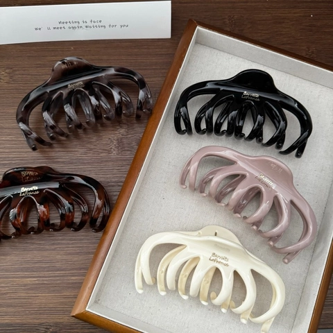 Große Französische Kürbis Haarkralle Gold Label Kunststoff Shark Clip Drachenknochen Haarklammer Für Dickes Haar Damen Haarschmuck