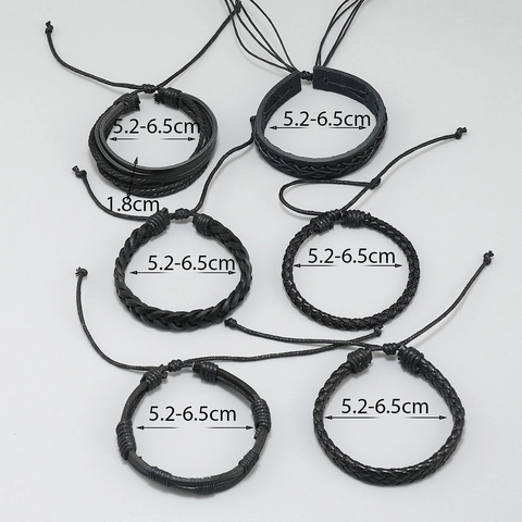Men's Multi-layer Woven Leather Bracelet Handmade Punk DIY Braided Cord Wrap Wristband Retro Fashion Jewelry Gift For Men