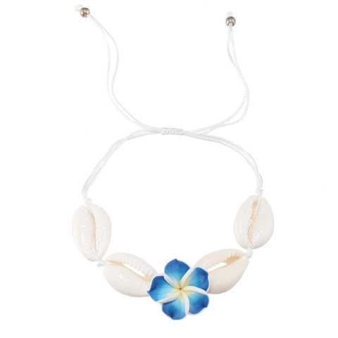 Pulsera Tobillera Trenzada a Mano de Concha y Flor de Estilo Bohemio para Mujer Joyería de Cordón Encerado Ajustable para Playa