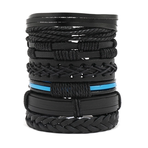 Men's Multi-layer Woven Leather Bracelet Handmade Punk DIY Braided Cord Wrap Wristband Retro Fashion Jewelry Gift For Men