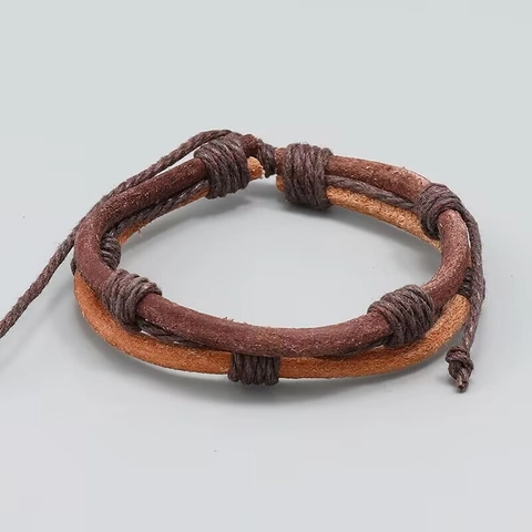 Bracciale Vintage in Pelle di Vacchetta Intrecciata Multistrato per Uomo Donna Fatto a Mano Corda di Canapa Gioielli Bohemian Retro