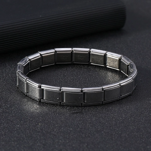 Fashion Titanium Stainless Steel Italian Charm Bracelet Modular Link Stretch Watch Band Wristband For Men Minimalist Jewelry