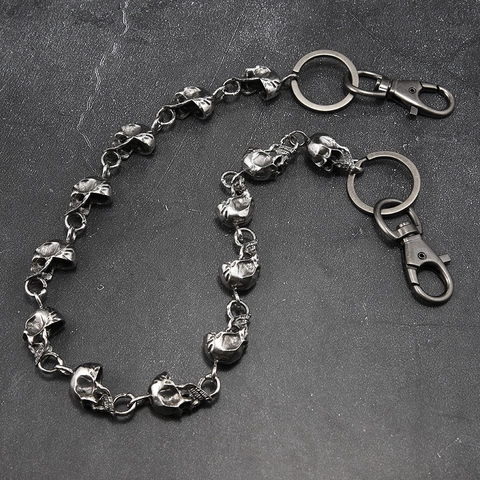 Punk Totenkopf Taillenkette Für Herren Antiksilber Metall Hip Hop Hosenkette Brieftaschenkette Mit Karabinerverschluss Und Schlüsselring