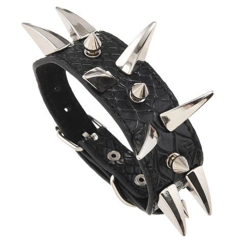 Pulsera Punk Rock con Pinchos para Hombre Ajustable Cuero de Vaca Aleación Pinchos Góticos Brazalete Joyería Biker Pulsera