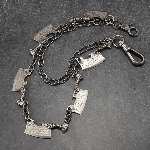 Dubbellaags Hosenkette Met Hakmes Hangers Punk Gothic Hip Hop Legering IJzer Jeans Ketting Voor Mannen Vrouwen Sieraden