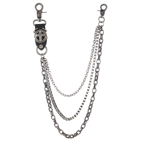 Cadena de Cintura de Metal Multicapa Punk Vintage Para Hombres Mujeres Aleación Cruz Colgante Cuero Hip Hop Joyería