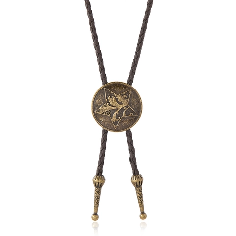 Vintage Western Cowboy Pentagramm Bolo Krawatte Für Herren Verstellbare Geflochtene Kunstleder Seil Legierung Anhänger Schmuck