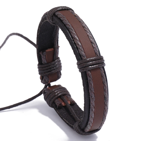 Bracciale in Pelle Intrecciata Retro per Uomo Donna Vintage Punk Regolabile Multistrato in Pelle di Vacchetta Gioielli di Moda Regalo