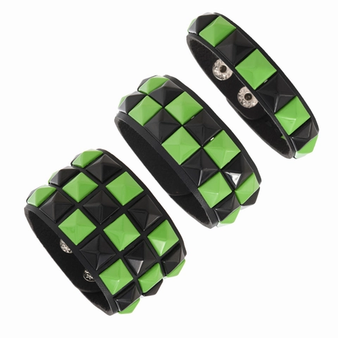 Punk Goth Pirámide Remache Cuero PU Pulsera Set Para Hombres Mujeres Rock Streetwear Hip Hop Aleación Tachuelas Ajustable