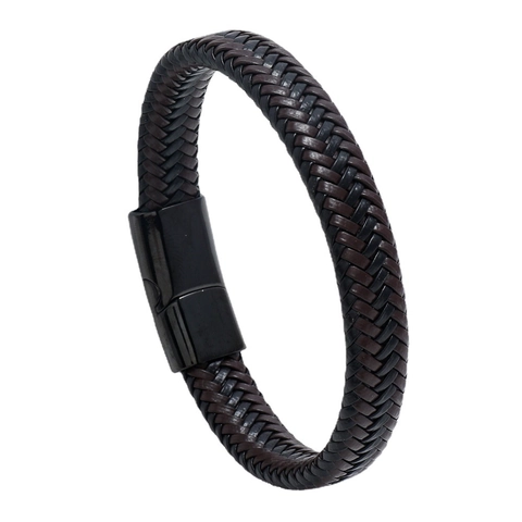Men Braided PU Leather Bracelet Stainless Steel Magnetic Clasp Minimalist Double Wrap Wristband Casual Fashion Jewelry For Men