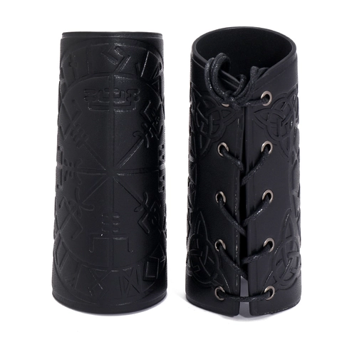 Parabraccia Vichinghi In Pelle PU Con Rune Nordiche E Simboli Della Bussola Vegvisir Con Cinghie Regolabili Per Uomo Stile Vintage