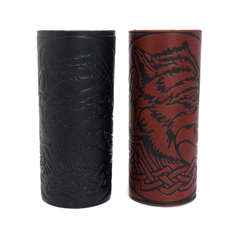 Vintage PU Leather Wrist Guard Wolf Head Celtic Knot Adjustable Arm Guard For Men Cosplay Riding Punk Style Accessory