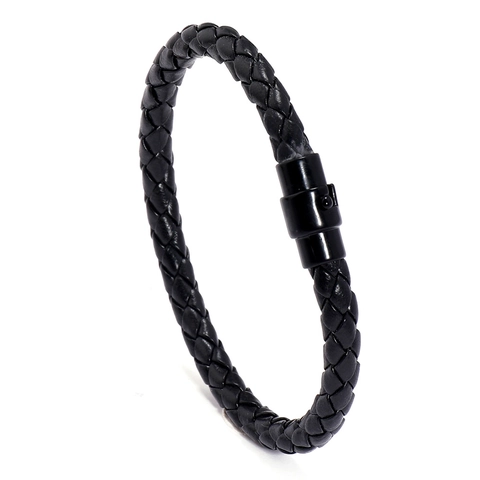 Pulsera de Cuero Trenzado Casual para Hombre Con Cierre Magnético de Cobre Pulsera Hecha a Mano Joyería de Moda Minimalista