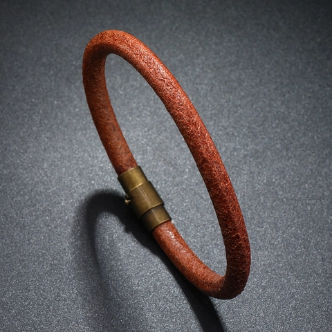 Pulsera de Cuero de Vaca para Hombre Vintage Cuerda Trenzada Cadena de Mano Con Cierre Magnético de Aleación Joyas de Moda Informal Regalo para Hombres