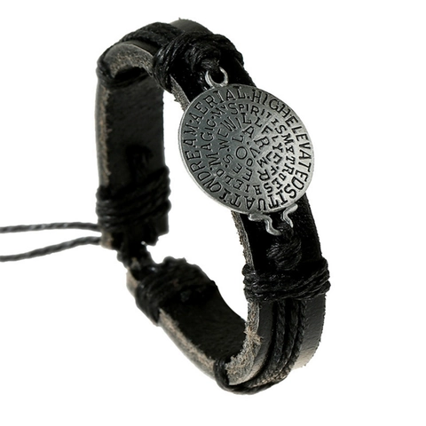 Vintage Geflochtenes Rindsleder Armband Für Damen Herren Verstellbares Wachsseil Lederarmband Mit Antik Silber Legierung Anhänger