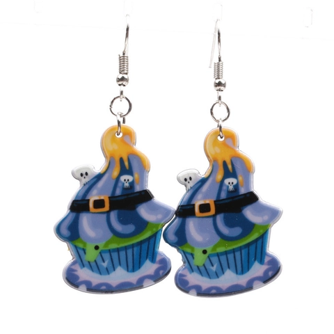 Halloween Cupcake Kürbis Fledermaus Hexenhut Acryl Ohrhänger Für Damen Lustige Festliche Party Kreative Schmuck Zubehör