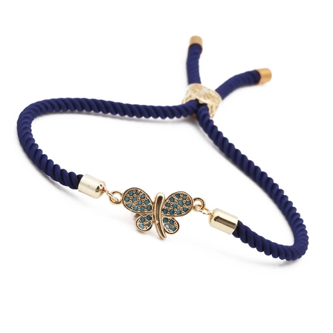 Kupfer Schmetterling Webarmband Mikro Zirkonia Verstellbar Kordelzug Seil Schmuck Für Damen Täglich Mode Geschenk