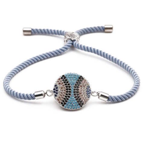 Bracciale Alla Moda in Rame Zircone Malocchio Farfalla Regolabile In Cordino Intrecciato Per Donna Gioielli Accessorio In Oro Argento