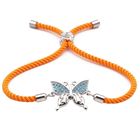 Mode Kupfer Schmetterling Mikro-Pavé Zirkonia Verstellbares Kordelarmband Für Damen Süßer Tieranhänger Schmuck Geschenk