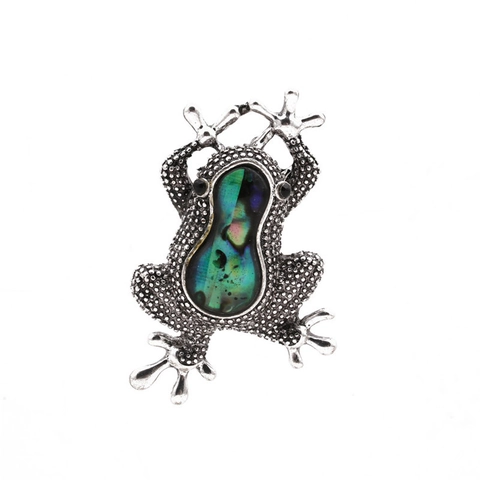 Vintage Abalone Schelp Kikker Brosche Voor Mannen Vrouwen Legering Dierenvorm Strass Reversspeld Mode Sieraden Kleding Accessoires