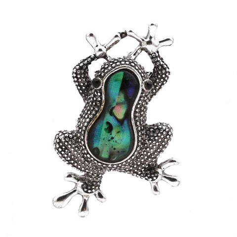 Vintage Abalone Schelp Kikker Brosche Voor Mannen Vrouwen Legering Dierenvorm Strass Reversspeld Mode Sieraden Kleding Accessoires