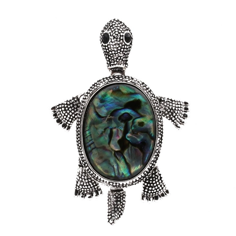 Vintage Legierung Meeresschildkröte Brosche Mit Natürlicher Seeohr Muschel Retro Silber Tier Schmuck Für Damen Herren Kleidung