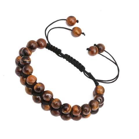 Bracciale Intrecciato a Doppio Strato in Pietra Occhio di Tigre Fatto a Mano per Uomo Donna Gioielli con Perline di Pietra Naturale Regolabili