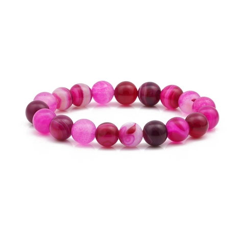 Natural Striped Agate Beaded Bracelet Round Stone Beads Elastic Stretch Hand Chain Jewelry For Men Women Daily Style Accessories