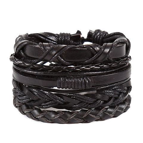 Vintage Mehrlagig Gewebt Leder Armband Rindsleder PU Hanfseil Verstellbar Ethno Punk Stil Armband Für Herren Damen Schmuck