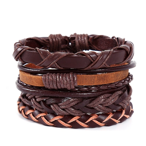 Vintage Mehrlagig Gewebt Leder Armband Rindsleder PU Hanfseil Verstellbar Ethno Punk Stil Armband Für Herren Damen Schmuck
