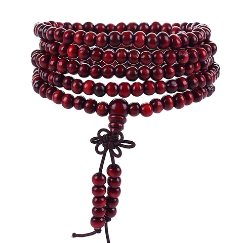 Vintage Sandalwood Wood Prayer Beads Bracelet Multi-layer Wrap Buddha Bracelet Lucky Knot Ethnic Meditation Jewelry For Unisex