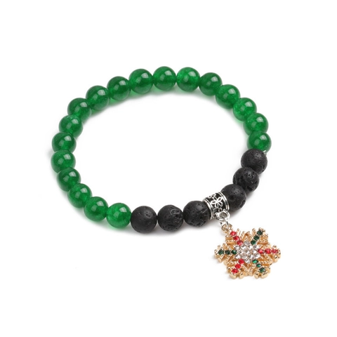Kerstmis Kralen Armband Natuurlijke Lavasteen Agaat Kralen Legering Emaille Kerstman Sneeuwpop Boom Rendier Sieraden Cadeau