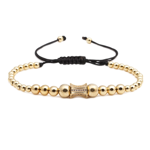 Verstellbares Kupferperlen Geflochtenes Armband Mit Mikro-Eingelegtem Strass Böser Blick Muster Schmuck Für Damen Herren Geschenk