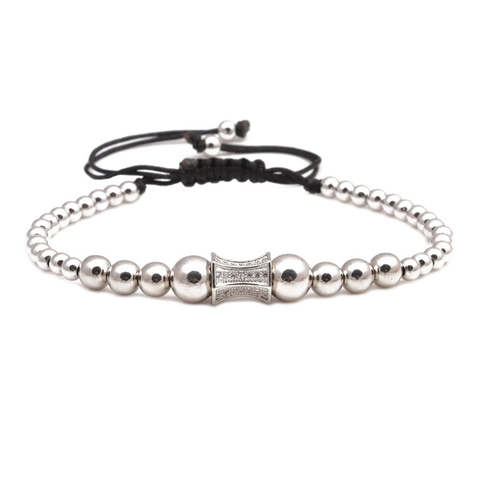 Verstellbares Kupferperlen Geflochtenes Armband Mit Mikro-Eingelegtem Strass Böser Blick Muster Schmuck Für Damen Herren Geschenk