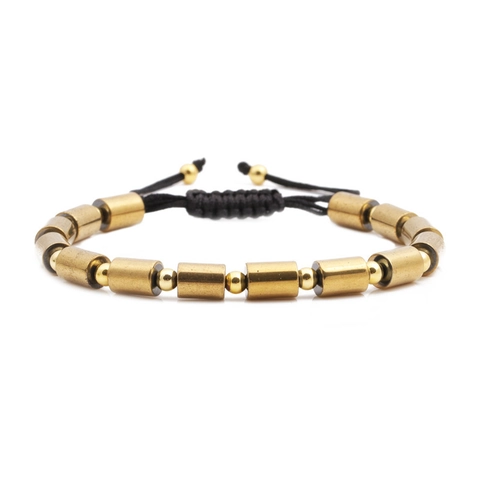 Punk Vintage Bracciale Regolabile con Perline Testa di Lupo Teschio Rame Ematite Cordino Intrecciato Corda a Mano per Unisex Gioielli Festa