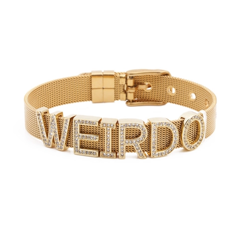 DIY 26 Buchstaben Edelstahl Milanese Mesh Strap Keeper Armband Mikro Eingelegt Zirkonia Gold Roségold Unisex Schmuck