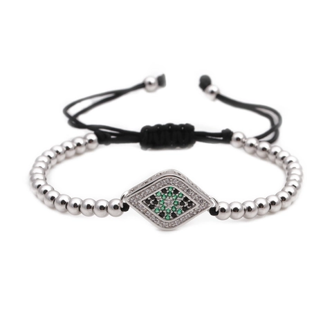 Böhmisches Böser Blick Perlenarmband Für Damen Verstellbare Geflochtene Schnur Edelstahl Zirkonia Charm Armband Schmuck