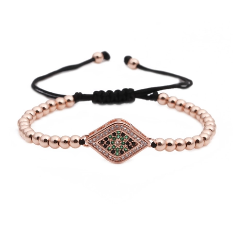 Böhmisches Böser Blick Perlenarmband Für Damen Verstellbare Geflochtene Schnur Edelstahl Zirkonia Charm Armband Schmuck