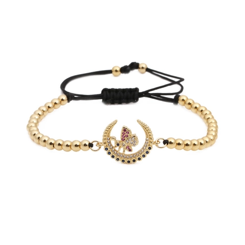 Verstellbares Kupfer Zirkon Biene Schmetterling Gewebtes Armband Damen Bunter Kristall Tier Anhänger Böhmischer Schmuck
