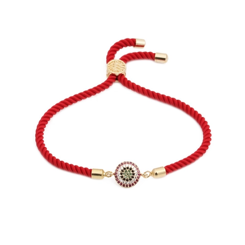 Bracciale Regolabile in Corda Rossa con Farfalla e Cuore in Micro Zirconia Rame Placcato Oro Zirconia Colorata Gioielli da Mano Regalo Donna