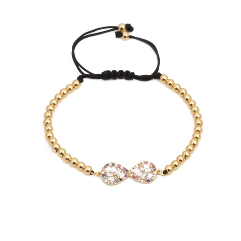 Braccialetto Intrecciato Regolabile Con Simbolo dell'Infinito in Zirconia Micro-Intarsiata Gioielli in Rame per Regalo Unisex