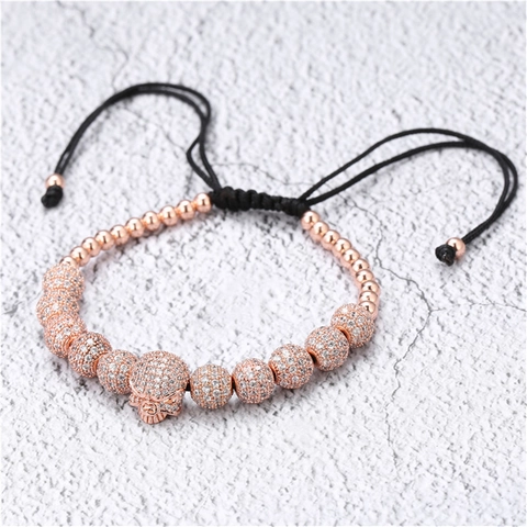 Adjustable Braided Rope Bracelet For Women Men Copper Micro-set Zirconia Crown Skull Charm Bracelet Fashion Jewelry Gift