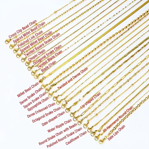Minimalist Stainless Steel Link Chain Necklace For Women Gold Plated Snake Box Link Jewelry For Daily Fashion Commute