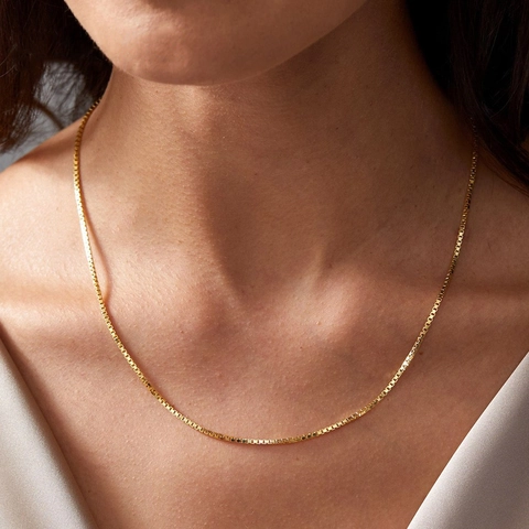 Luxe Roestvrijstalen Box-Ketting Halsketting Voor Dames Minimalistische Venetiaanse Sleutelbeenketting Verstelbaar Kleurvast Mode Sieraden Accessoire Cadeau