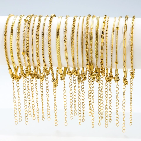 Bracciale Minimalista In Acciaio Inossidabile Placcato Oro 18 carati Per Donna Bracciale A Catena Regolabile Serpente Graffetta Figaro Corda Scatola Gioielli Regalo