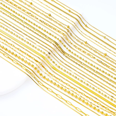 Minimalist Stainless Steel Link Chain Necklace For Women Gold Plated Snake Box Link Jewelry For Daily Fashion Commute