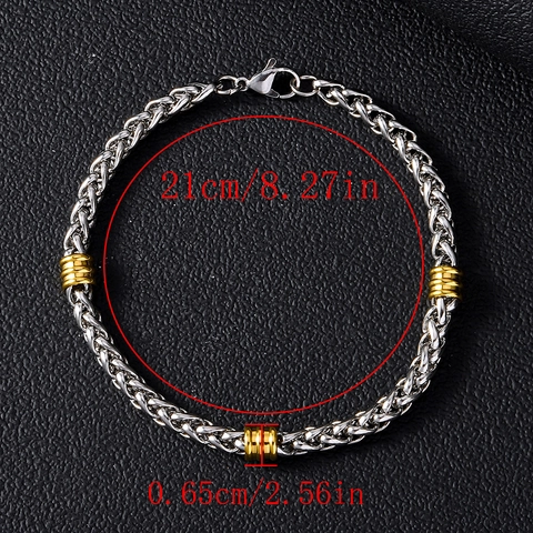 Pulsera de Acero Inoxidable para Hombre Punk Eslabón Cubano Estilo Industrial Plata Acero de Titanio Joyería Diario Fiesta Accesorio de Mano