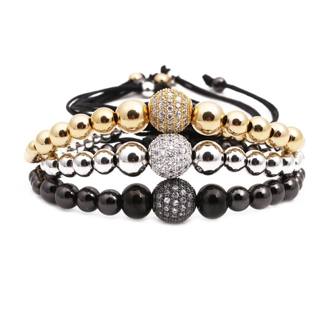 Verstellbares Kupferarmband Mikrogesetztes Zirkonia Krone Kugel Geflochtenes Seil Armband Herren Damen Handgefertigter Modeschmuck