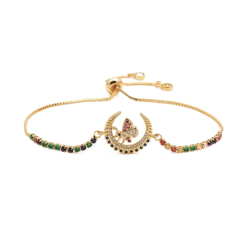 Braccialetto in Rame Europeo Americano Micro Pavé Zirconia Colorata Stella Ape Regolabile Intrecciato Cordoncino Milano Gioielli Unisex