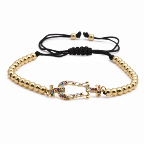 Bracciale Intrecciato a Perline con Grillo in Rame e Zirconia Colorata Micro Pavé Catena a Corda Regolabile Gioielli Unisex